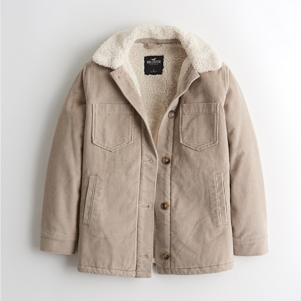 Hollister Corduroy Fleece Lined Sherpa Large Beige